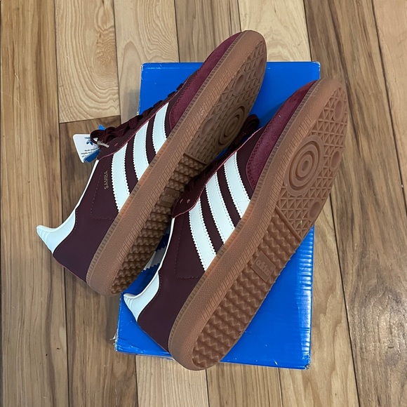 Adidas Women's Samba Maroon and White Sneakers with gold accents - Picture 4 of 4